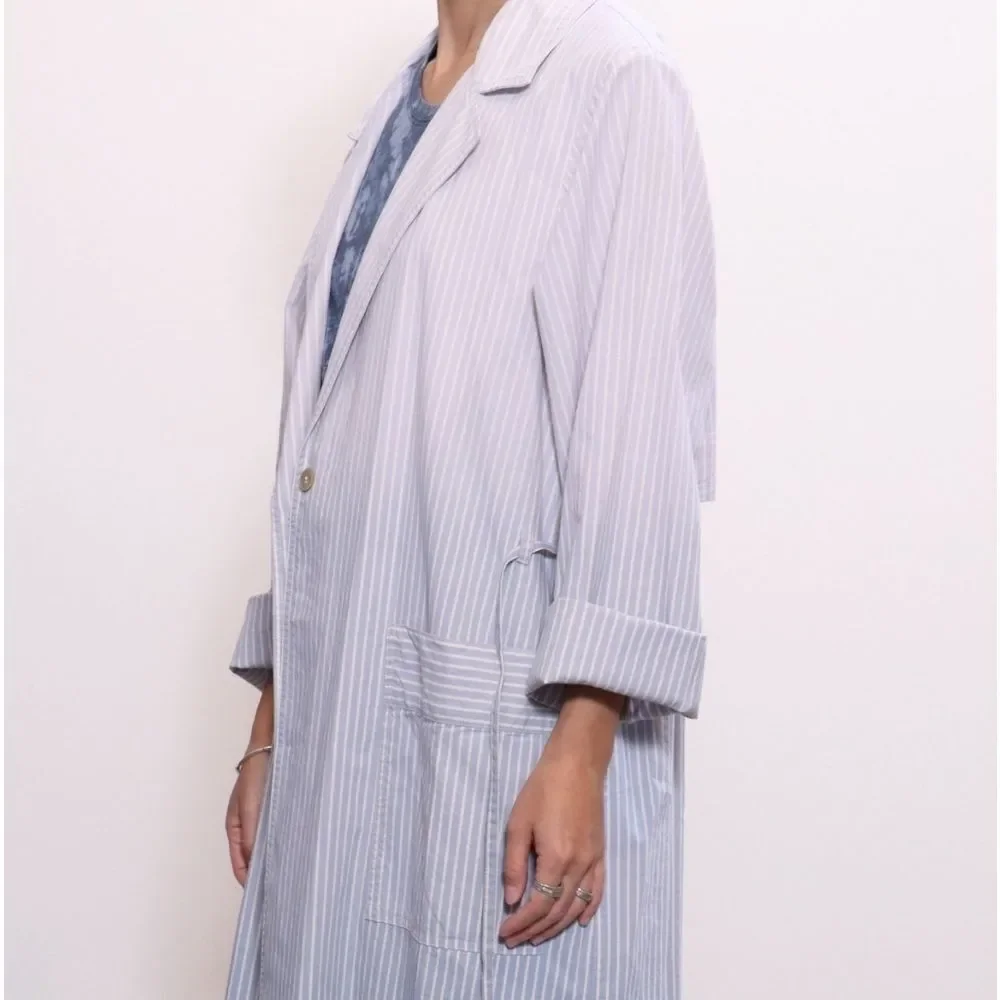 Raquel Allegra Jacket 90s‎ Retro Trench Tie Dye Coat Sz M Lagenlook - Picture 2 of 2